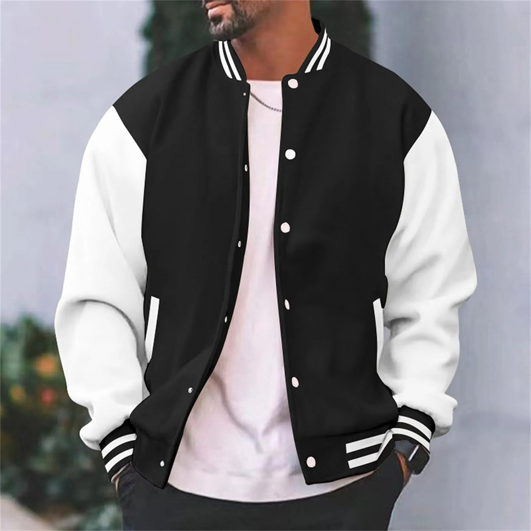 Stylish and Classic Bomber Jacket with Snap Buttons for Men