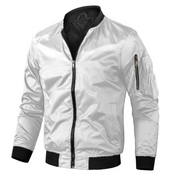 Men's Bomber Jacket - Ribbed Collar & Cuffs with Full Zip