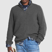 Men's Quarter-Zip Jumper - Knitted Cosy Ribbed Style