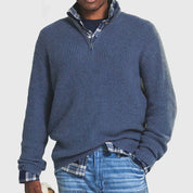 Men's Quarter-Zip Jumper - Knitted Cosy Ribbed Style