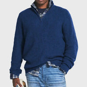 Men's Quarter-Zip Jumper - Knitted Cosy Ribbed Style