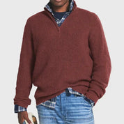 Men's Quarter-Zip Jumper - Knitted Cosy Ribbed Style