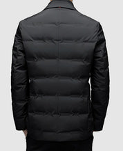 Men's Winter Puffer Jacket - Blazer Style with Quilted Panels