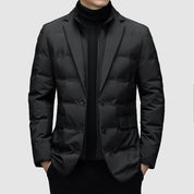 Men's Winter Puffer Jacket - Blazer Style with Quilted Panels