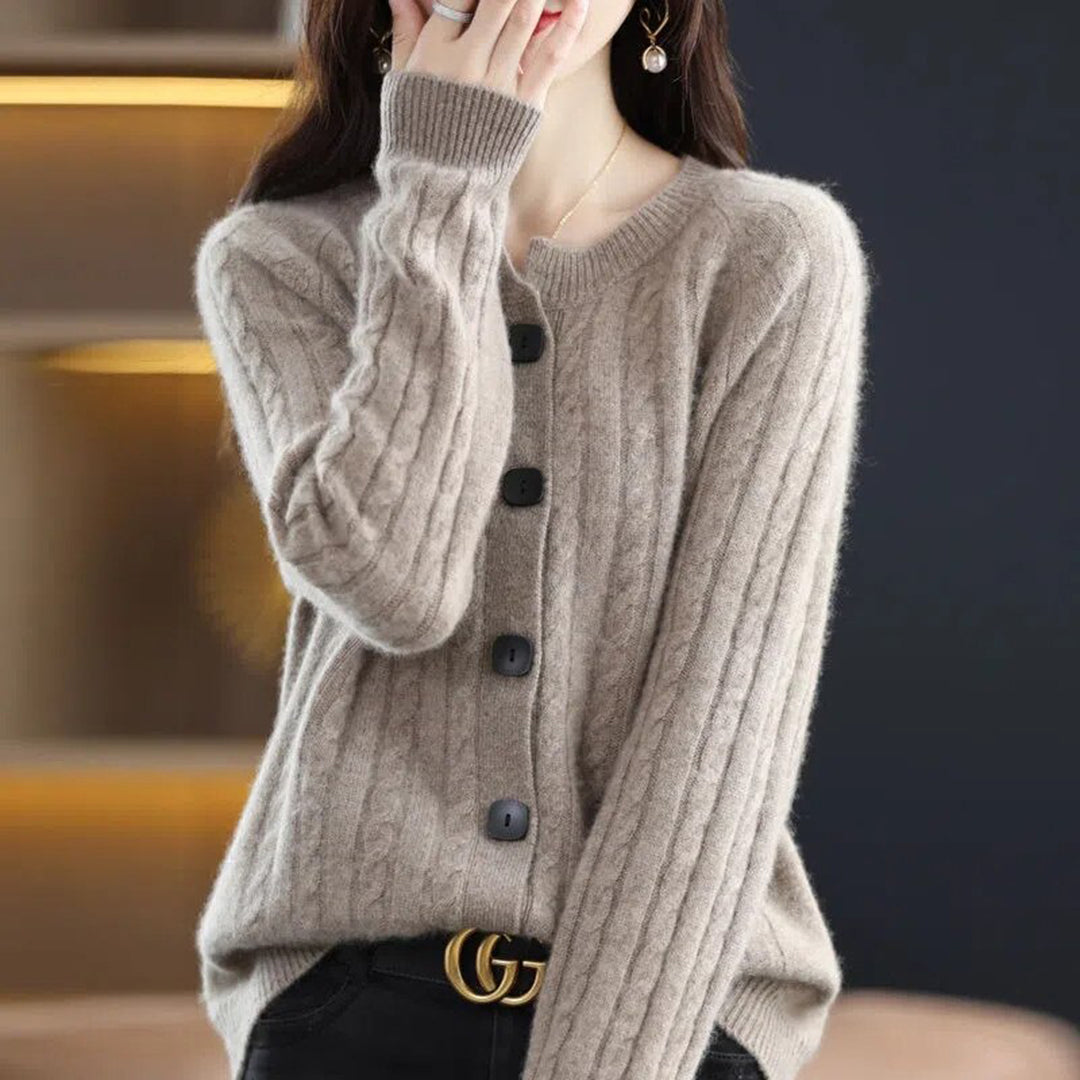 Women's Cable Knit Button Cardigan - One Size All-Season Style