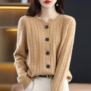Women's Cable Knit Button Cardigan - One Size All-Season Style