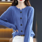 Women's Cable Knit Button Cardigan - One Size All-Season Style