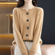 Women's Cable Knit Button Cardigan - One Size All-Season Style