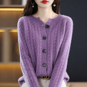 Women's Cable Knit Button Cardigan - One Size All-Season Style