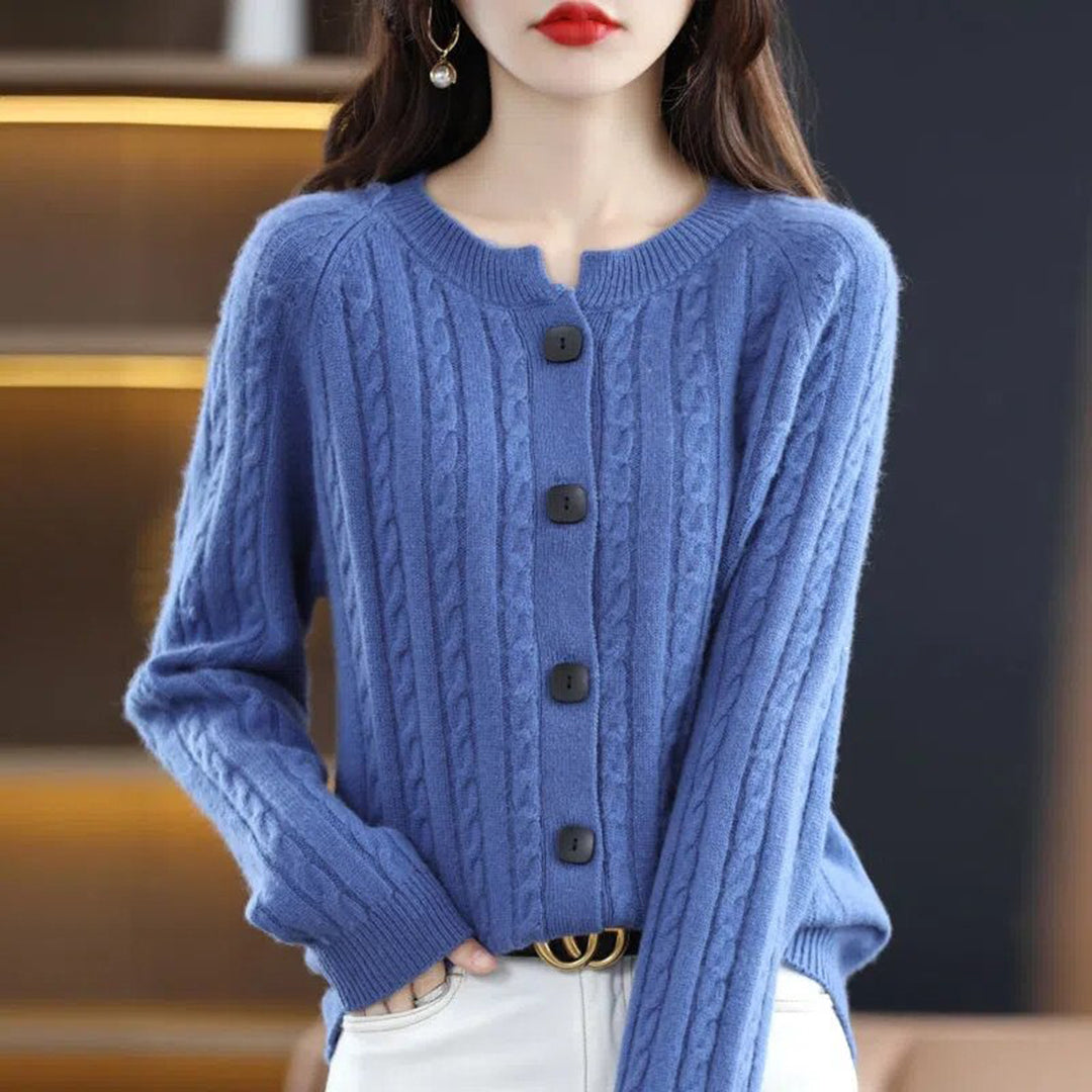 Women's Cable Knit Button Cardigan - One Size All-Season Style