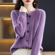 Women's Cable Knit Button Cardigan - One Size All-Season Style