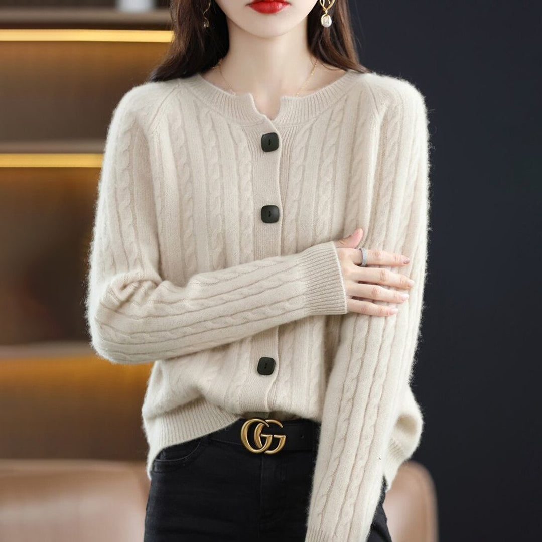 Women's Cable Knit Button Cardigan - One Size All-Season Style