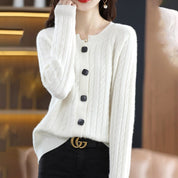 Women's Cable Knit Button Cardigan - One Size All-Season Style