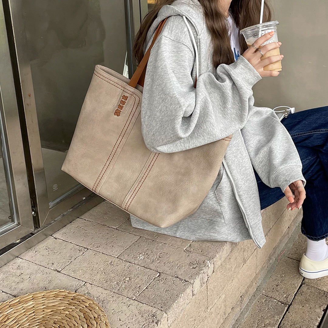 Women's Structured Tote Bag - Textured Dual Handle Everyday