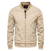 Men's Bomber Jacket - Full Zip with Striped Ribbed Trim