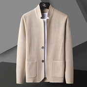 Men's Stand-Up Collar Knit Cardigan - Versatile Transition Sweater