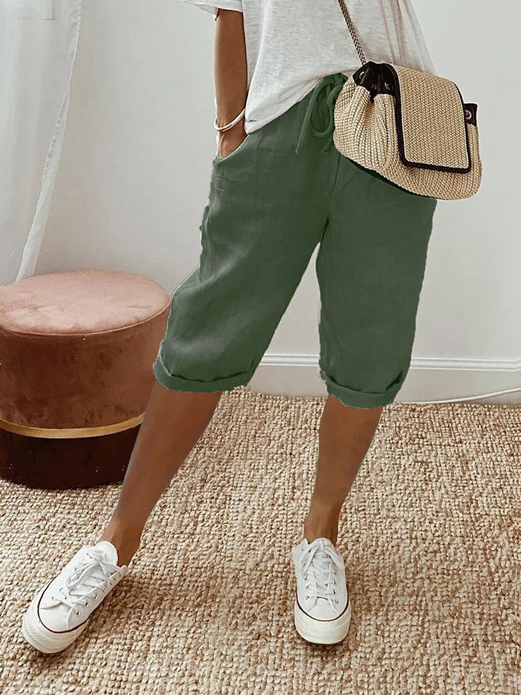 Women's Summer Drawstring Shorts - Lightweight Breathable Casual