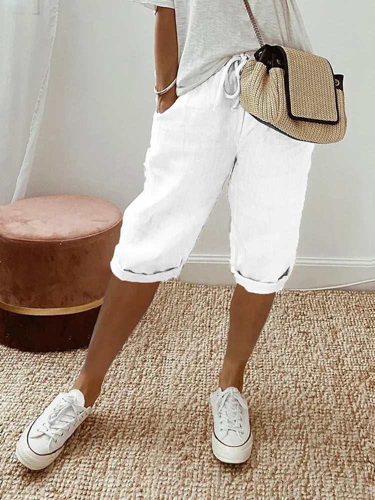 Women's Summer Drawstring Shorts - Lightweight Breathable Casual