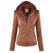 Women's Leather Jacket - Hooded & Slim-Fit