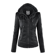 Women's Leather Jacket - Hooded & Slim-Fit