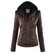 Women's Leather Jacket - Hooded & Slim-Fit