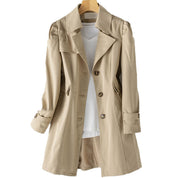 Women's Long Trench Coat - Windproof Waterproof Adjustable