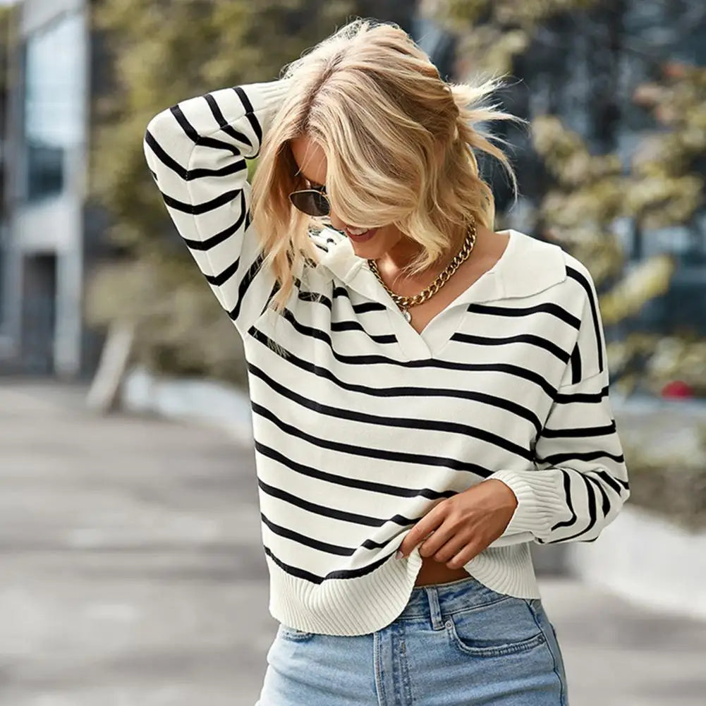 Isabel - Striped Collar Pullover for Women