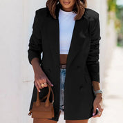Stylish and Lightweight Double-Breasted Long Blazer Jacket for Women