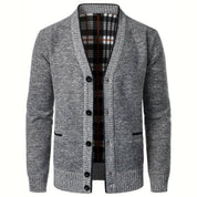 Men's Light Grey V-Neck Button Cardigan - Casual Knit Vest
