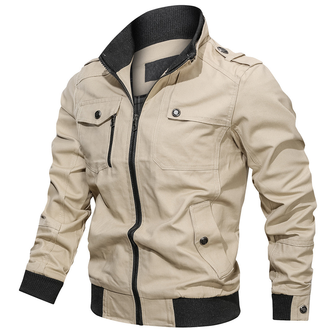 Men's Bomber Jacket - Stand-Up Collar with Zip Chest Pocket