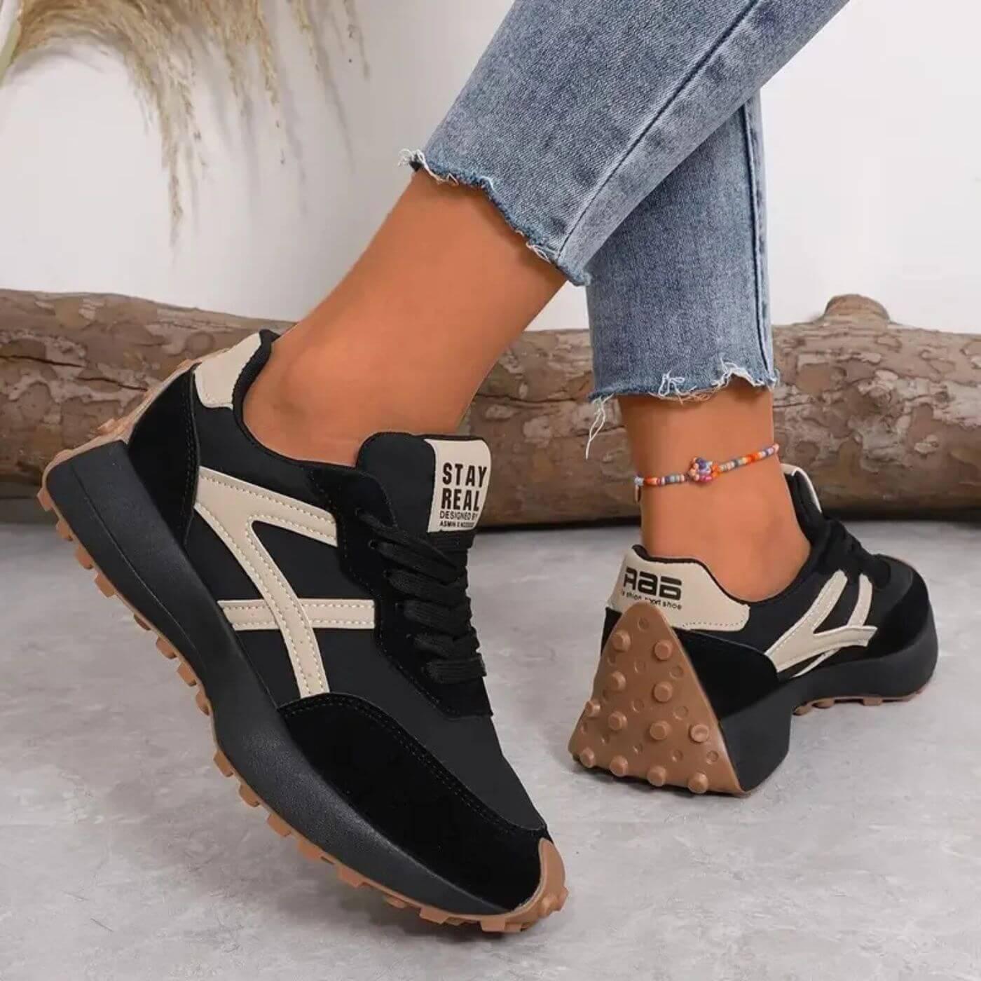 Women's Trainers - Chunky Sole with Contrast Panel Design