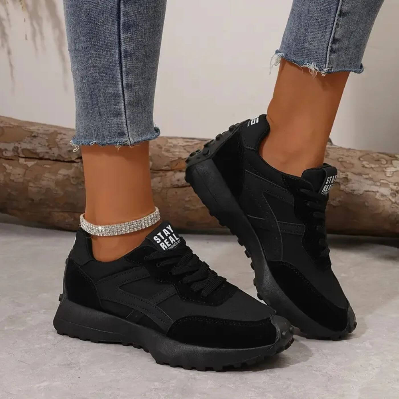 Women's Trainers - Chunky Sole with Contrast Panel Design