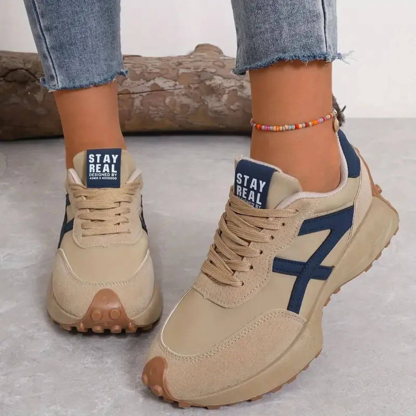 Women's Trainers - Chunky Sole with Contrast Panel Design