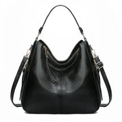Women's Leather Shoulder Bag - Top Handle & Zip Closure