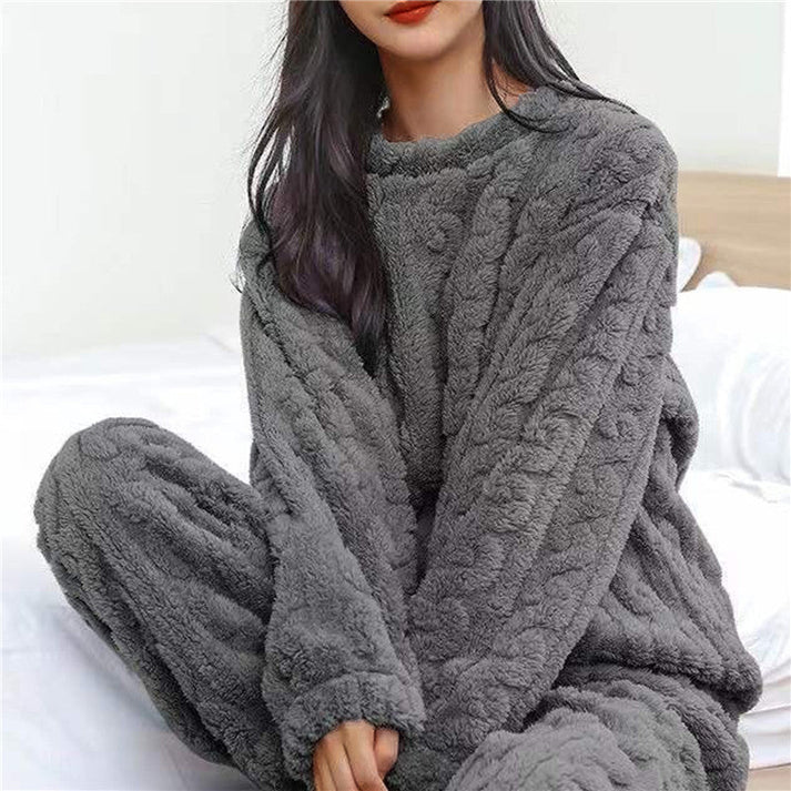 Women's Loungewear Set – Fluffy Long Sleeve Top & Joggers