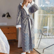 Women's Dressing Gown - Hooded Design with Self-Tie Belt