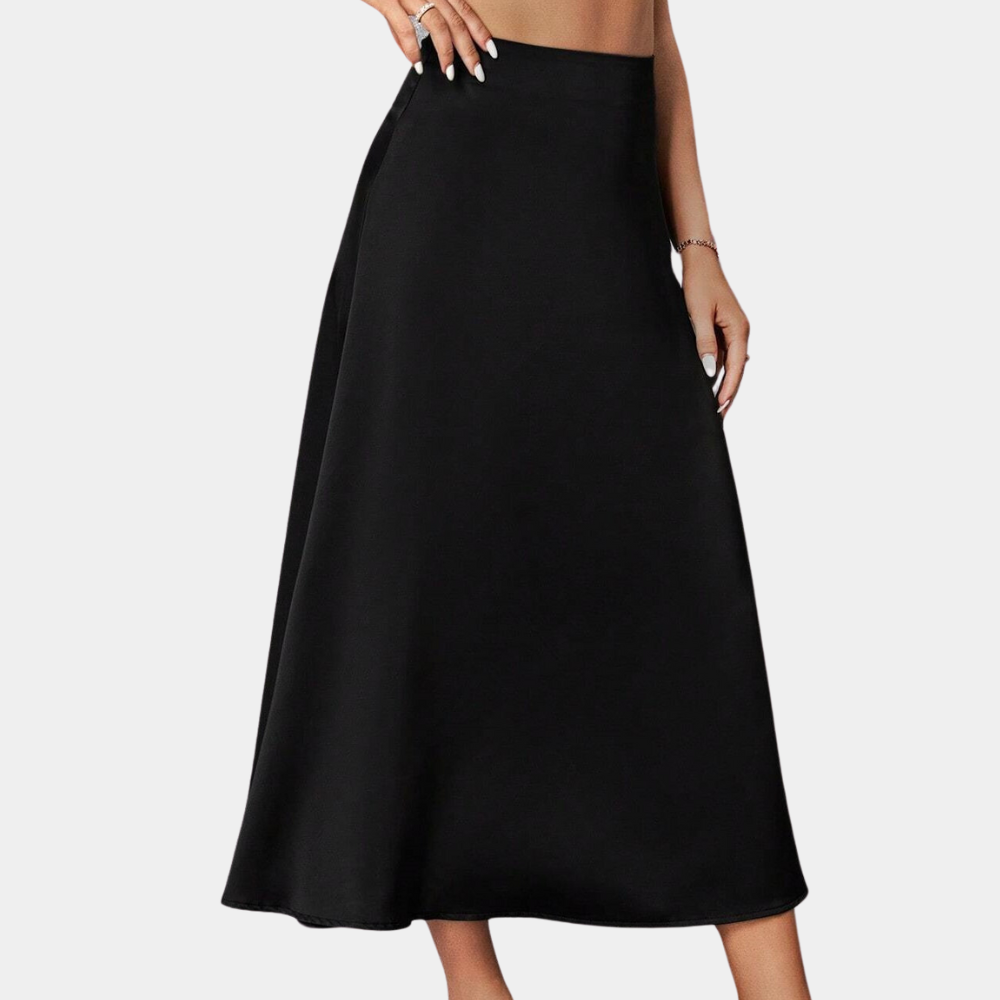 Women's Black Midi Skirt - Elegant and Flowy