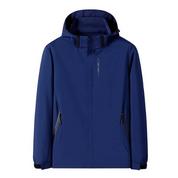 Men's Blue Hooded Windbreaker - Waterproof Design
