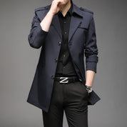 Men's Stylish Trench Coat - Waterproof & Windproof
