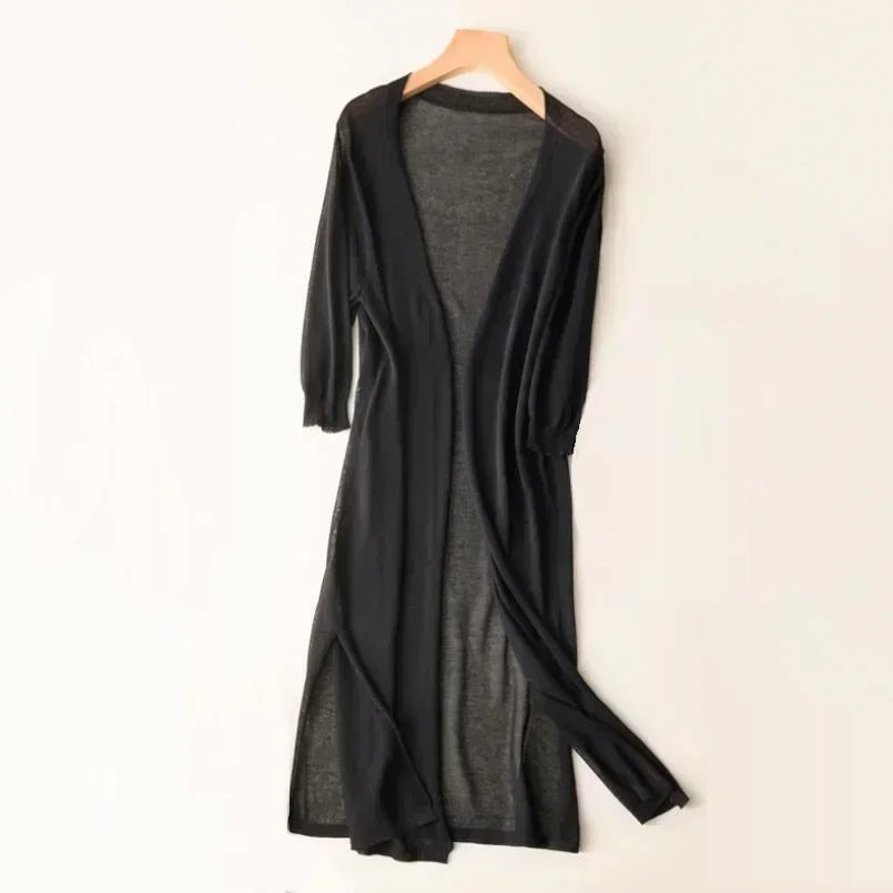 Women's Cardigan - Open Front with Longline Design