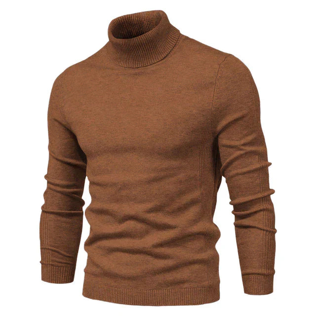 Men's Roll Neck Jumper - Ribbed Slim Fit Design