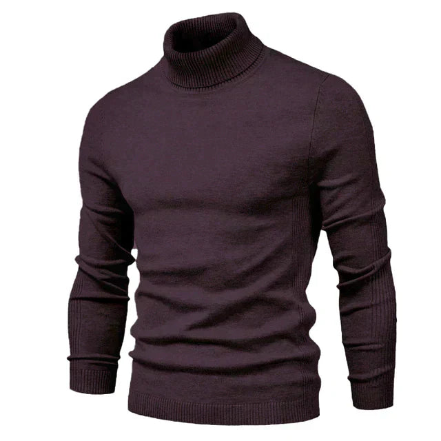 Men's Roll Neck Jumper - Ribbed Slim Fit Design