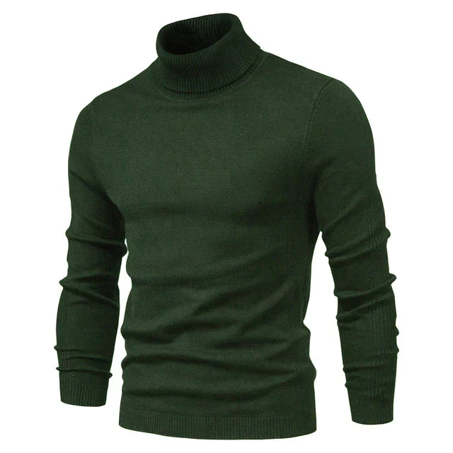 Men's Roll Neck Jumper - Ribbed Slim Fit Design