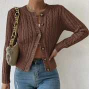 Women's Stylish Cable Knit Cardigan - Comfortable Slim-Fit Style