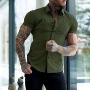 Sleek Slim Fit Short Sleeve Shirt for Men
