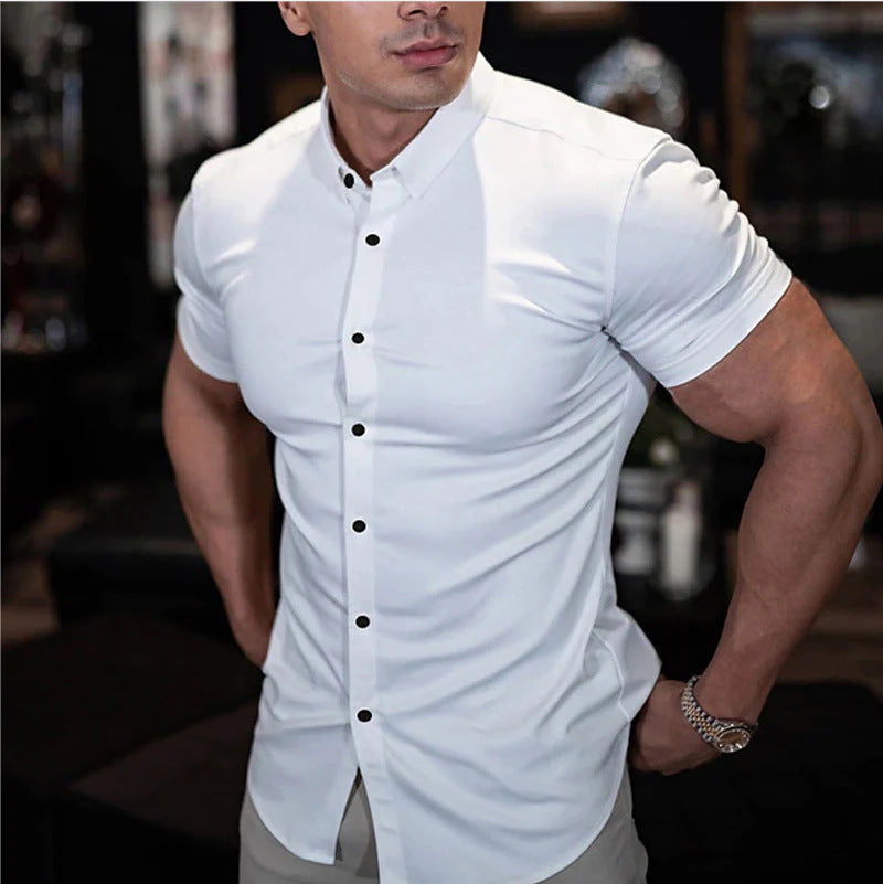 Sleek Slim Fit Short Sleeve Shirt for Men