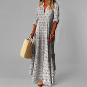 Boho Floral Print V-Neck Maxi Dress
