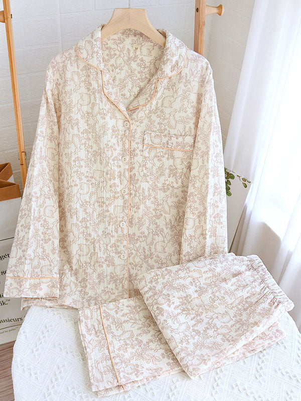 Carla - Cotton Pyjama Set with Floral Print for Women