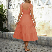 Women's Tiered Sundress - Adjustable Straps, Embroidered