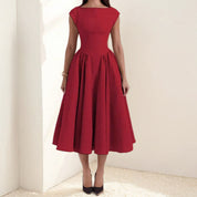Elegant Pleated Midi Dress for Women